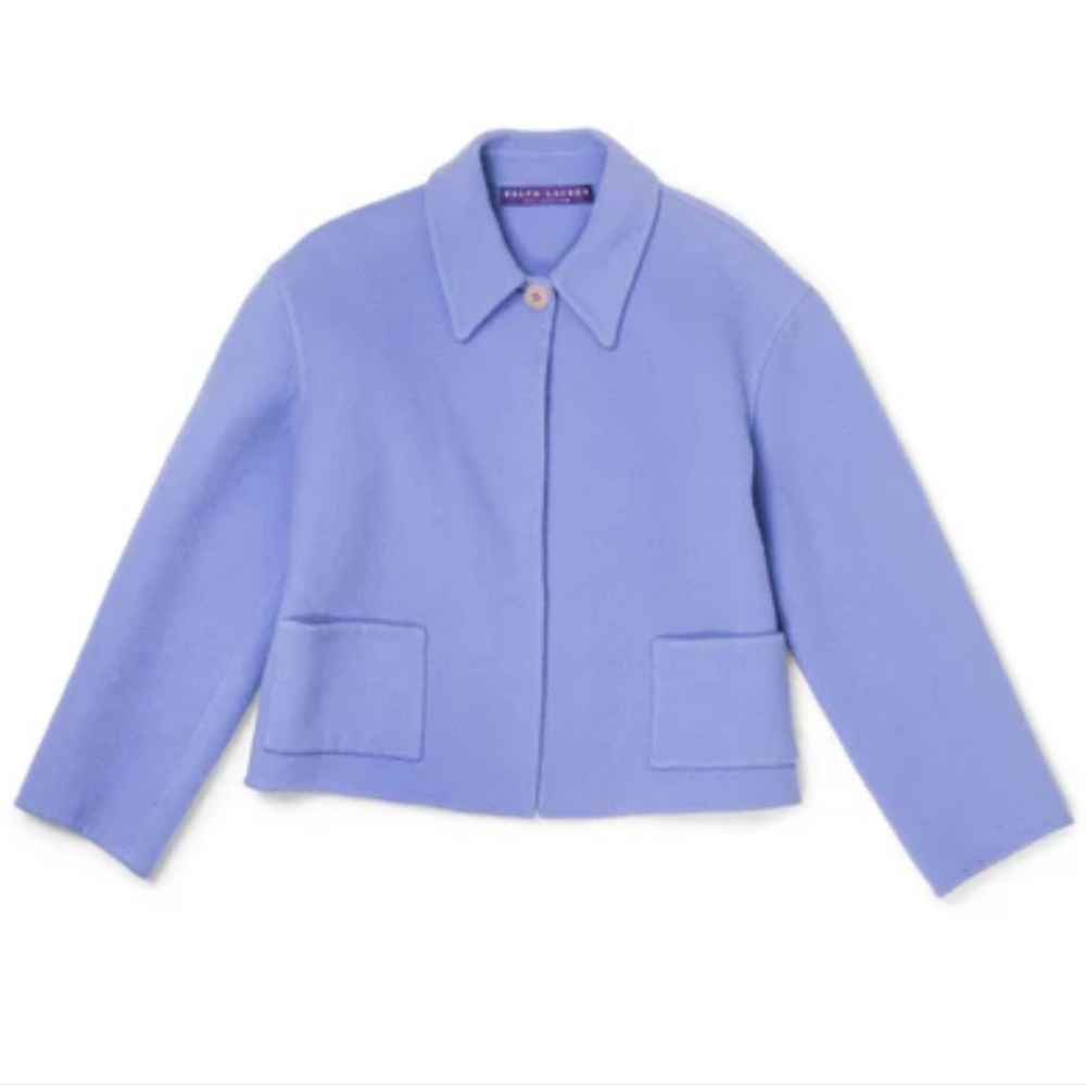 💜 Ralph Lauren Purple Label Cropped Jacket | Cashmere Blend | Italy | Size 14